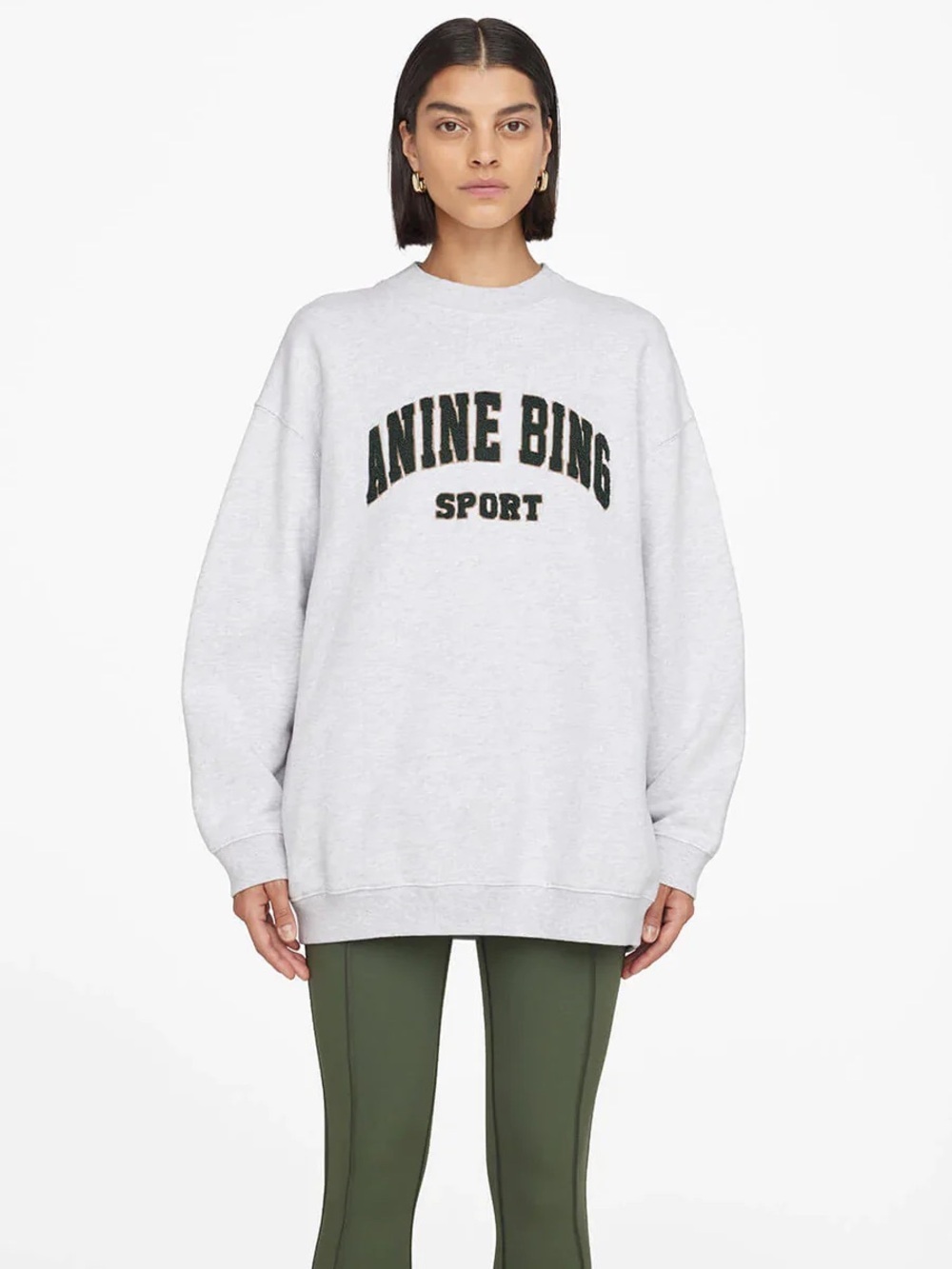 Anine Bing Tyler Oversized Pullover Mockneck Crewneck Sweater in Heather Gray - Picture 4 of 14